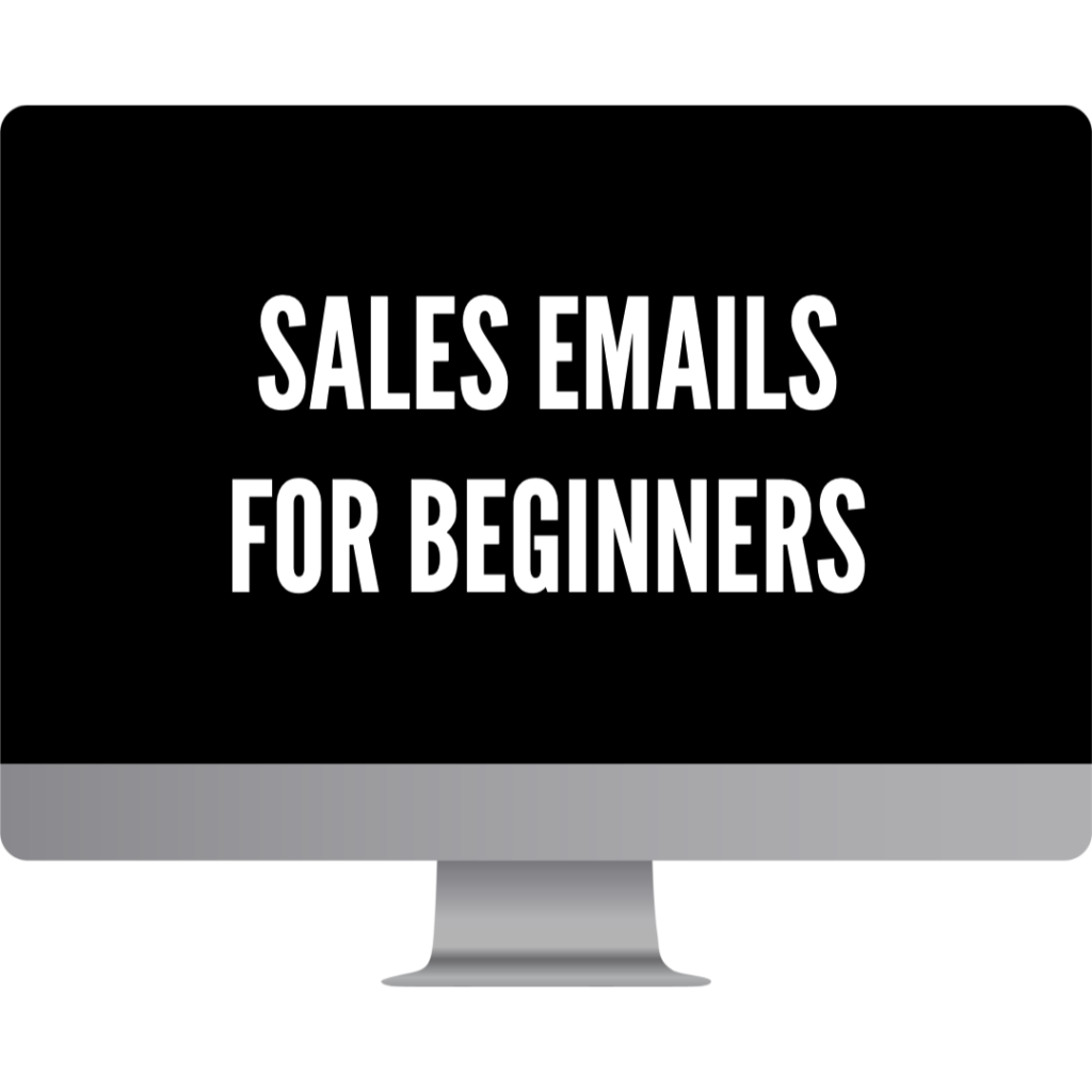 6 practical sales training™ product image how to write a sales email 2 Computer monitor displaying the title sales emails for beginners on a black screen
