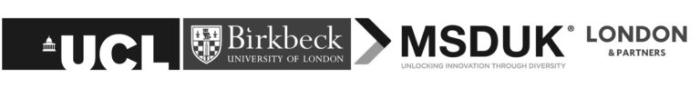 Logo strip showing ucl birkbeck university of london msduk and london  partners logos