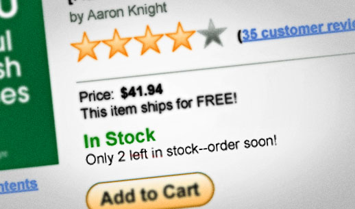 Product page showing 4 55 stars price  94 stock status in green and an add to cart button below