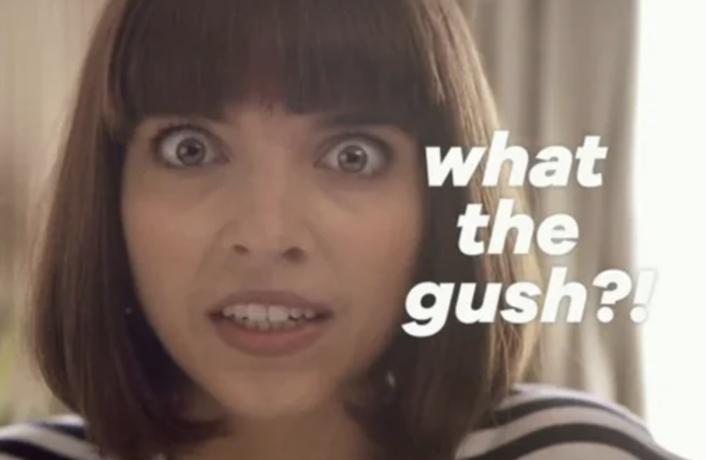 Screenshot 2024 07 04 at 10 18 39 Close up of a woman with wide eyes and a surprised expression with the bold caption what the gush on the right side