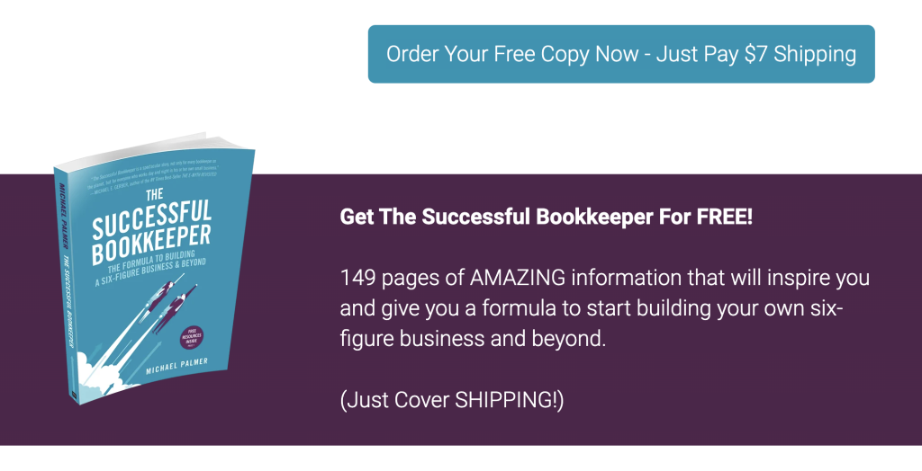 Teal rounded button reading order your free copy now   just pay  shipping left shows a blue the successful bookkeeper book on a purple promo background See promotional page