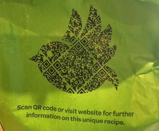Screenshot 2025 05 26 at 15 50 57 Leaf shaped qr code on bright green packaging for more information about this unique recipe