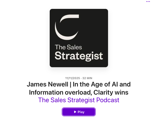 Brand logo for the sales strategist podcast on a black square background