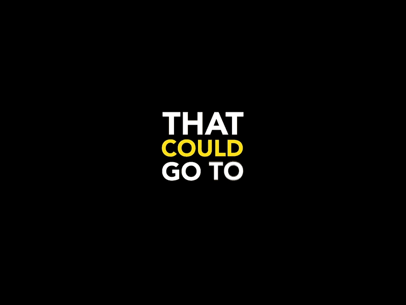 Animated text building word by word with a colour change on one word for emphasis