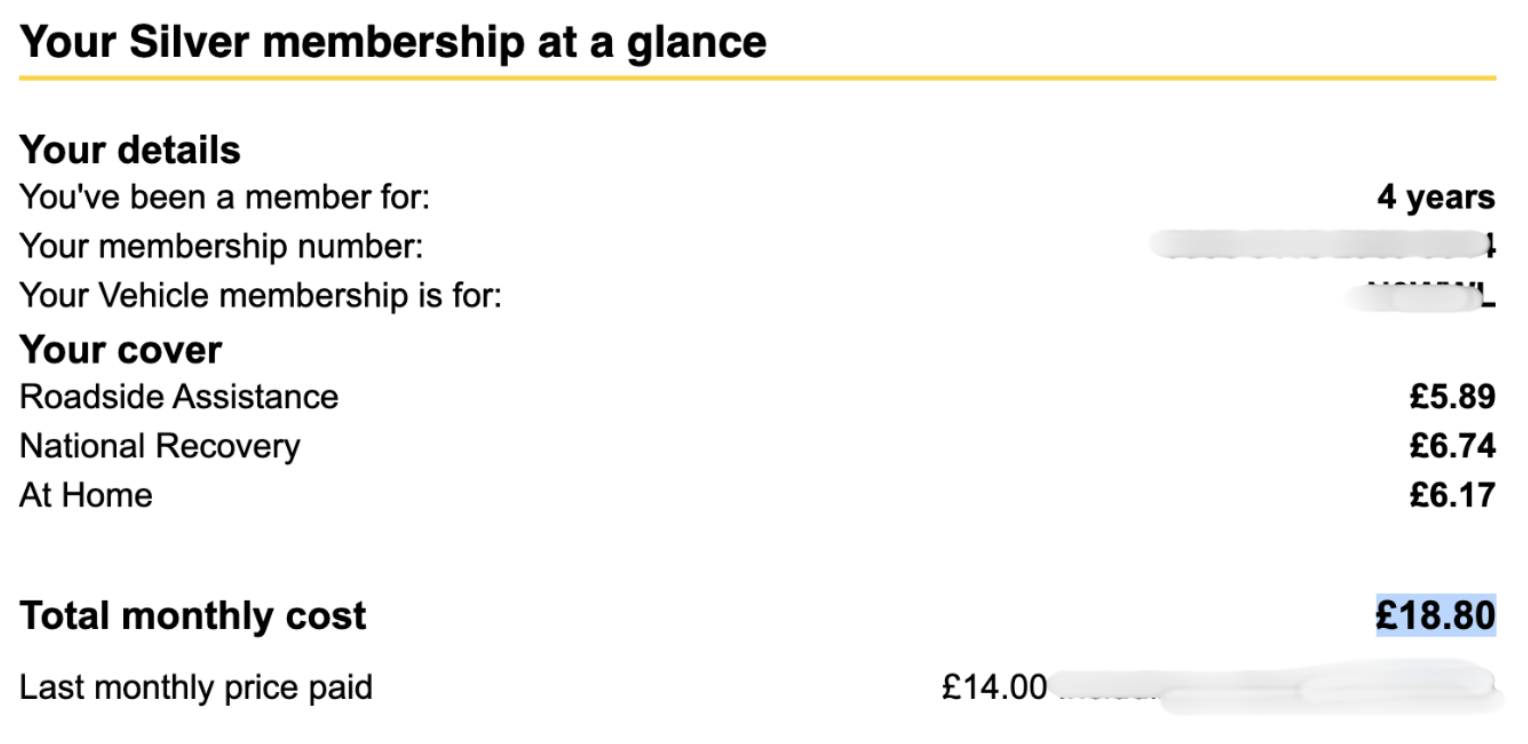 Aa breakdown cover renewal price hurdle example negotiated down after a phone call
