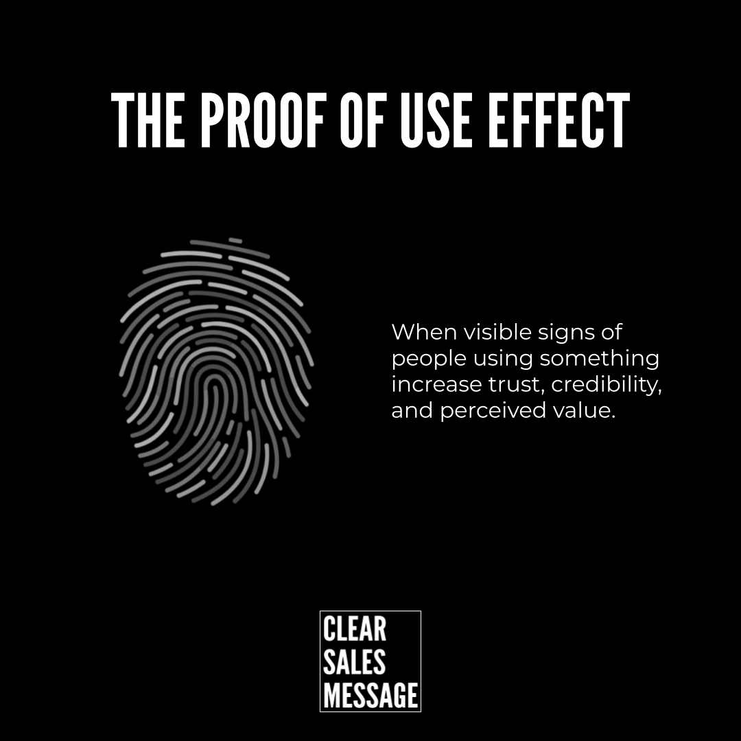 Black slide fingerprint icon on the left and text about use signs increasing trust and perceived value bottom logo clear sales message