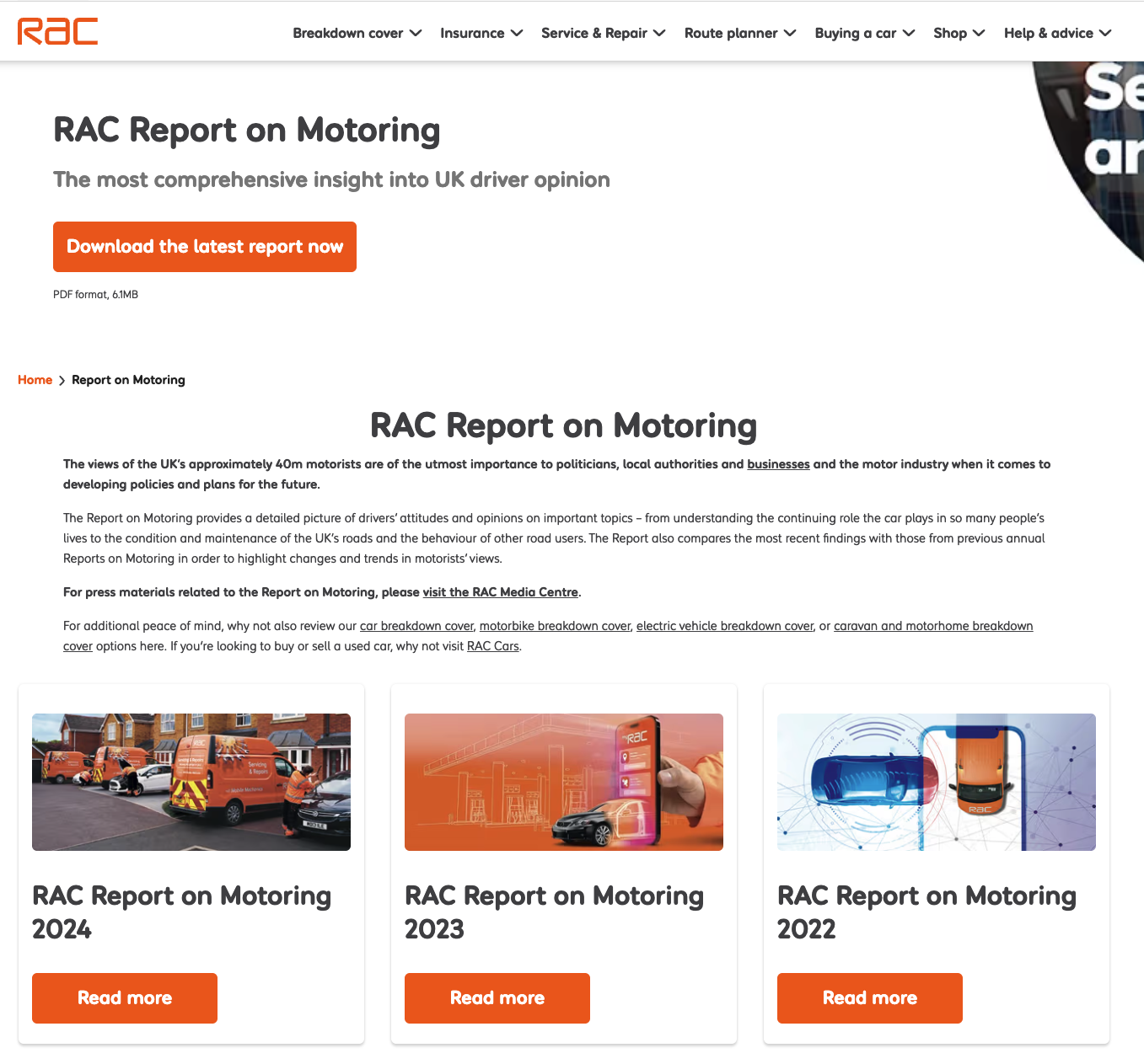 Annual survey example rac report on motoring
