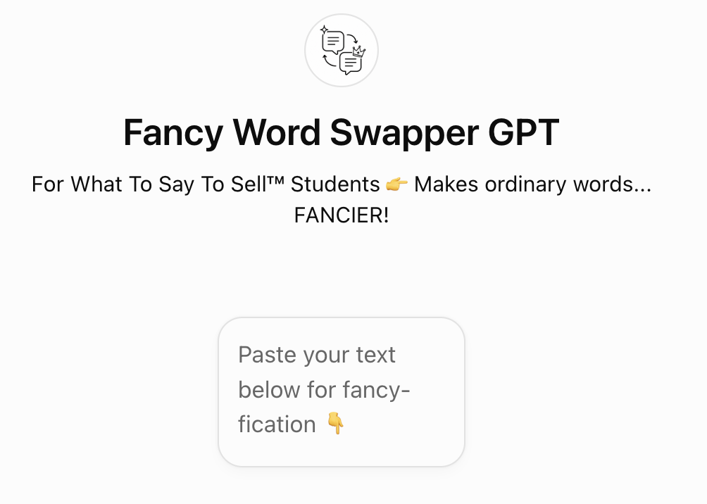 Fancy word swapper gpt screenshot Fancy word swapper gpt tool screenshot