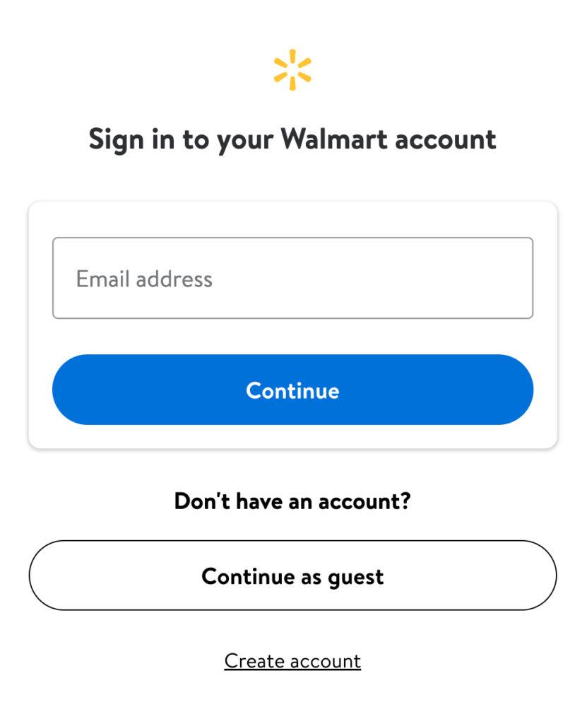 Guest checkout example Guest checkout example walmart sign in screen