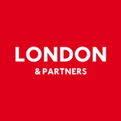 London  partners logo on a red background with white text