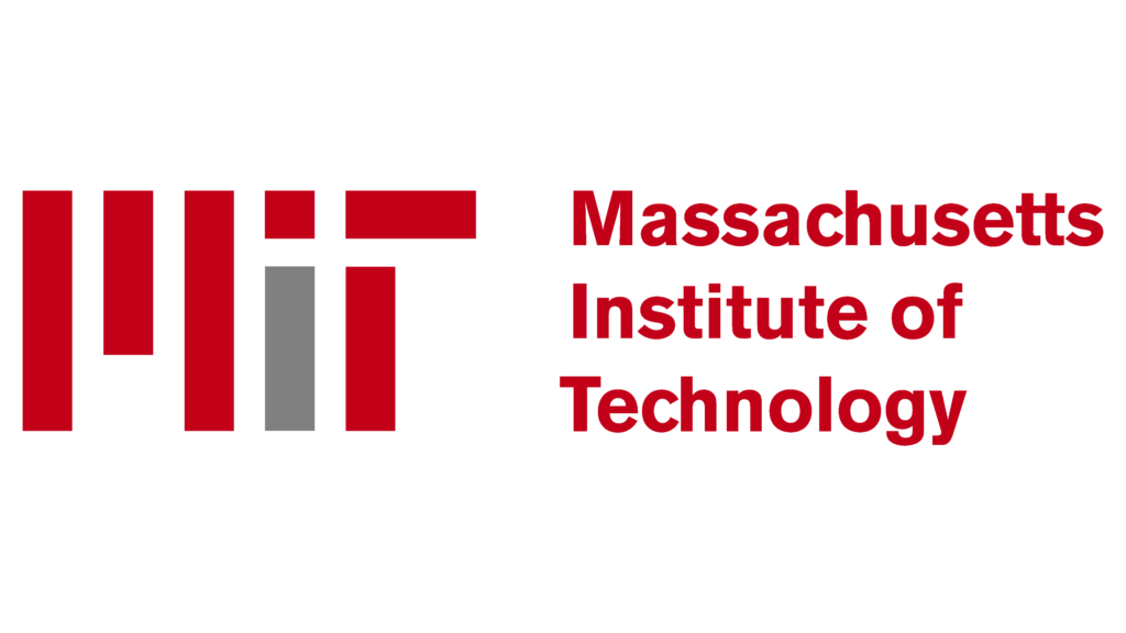 Mit logo red vertical bars to the left and massachusetts institute of technology in red text on a black background